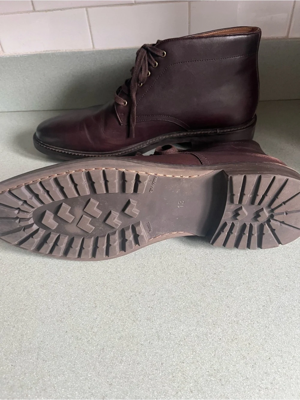 John W Nordstrom Men's Dark Brown Leather Chukka Boots - Classic Lace-Up Sz 13